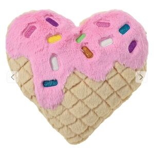 NWOT Waffle Heart Furry Pillow by Iscream Pink Ice Cream Heart Plush Pillow